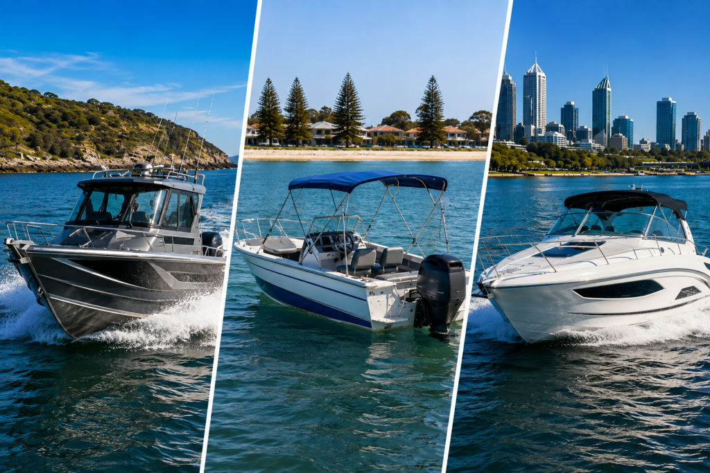 Different boat types suited to fishing, family recreation and cruising in Western Australian waters