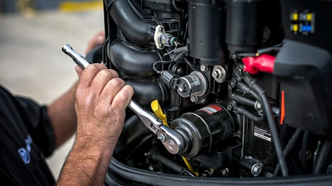 Key mechanical steps involved in repowering a boat hull with a new outboard motor